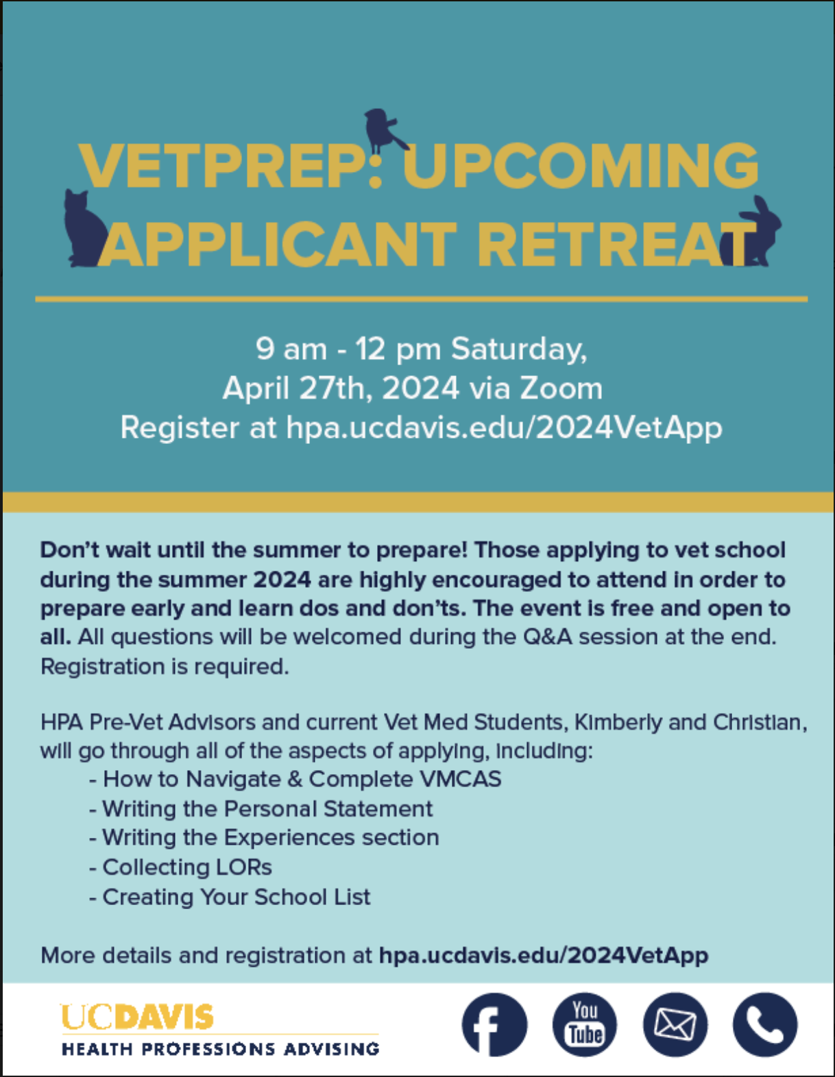 Flyer for the 2024 VMCAS applicant retreat