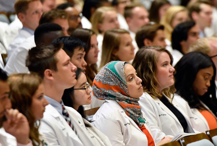 Students listening to a lecture at Michigan State College of Human Medicine