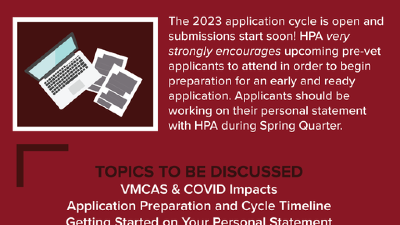 Flyer for the Pre-Vet Applicant Mini Retreat