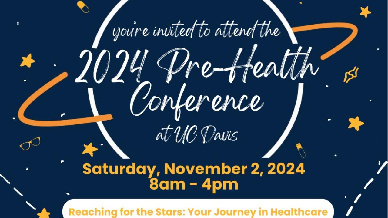 Pre-Health Conference graphic with event details 