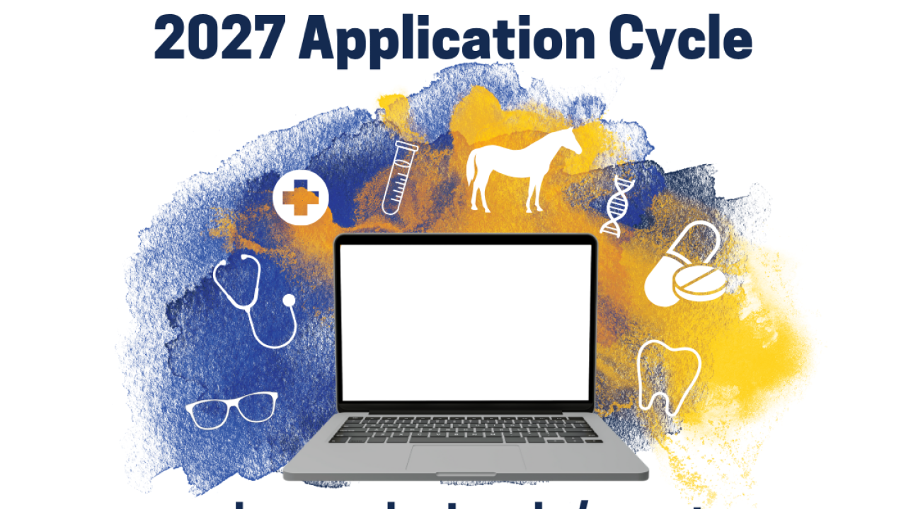 The title of the event at the top with a white health icons coming out of a computer on top of blue and yellow watercolor. The HPA logo is on the bottom.