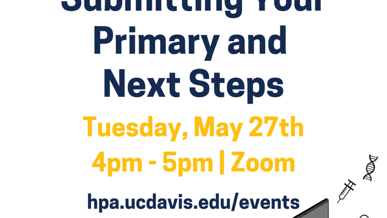 A flyer with the event title in the middle. There is a computer in the bottom corner with medical icons around it.