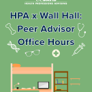 A dorm room with a green background with the title of the event at the top 