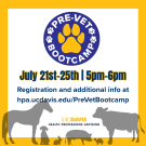 A graphic with a white background and yellow border that has the event logo, dat, time, and silhouettes of various farm animals.