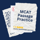 Graphic shows stack of 3 pages with top page showing the HPA logo and writing that says MCAT Passage Practice.