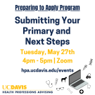 A flyer with the event title in the middle. There is a computer in the bottom corner with medical icons around it.